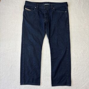 DIESEL 'Safado Slim Straight' Mens Jeans 36/30 Blue Button-Fly Non Stretch Denim